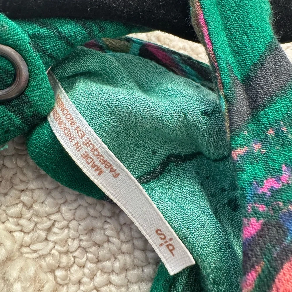 Free People Cold Shoulder Tunic‎ Dress Kelly Green Pink Size Small - Picture 4 of 6